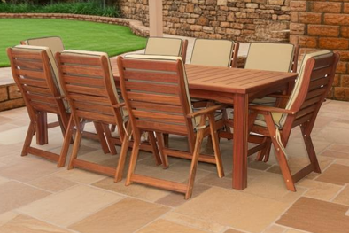 8 Seater Teak Set with beige cushions - Lifestyle
