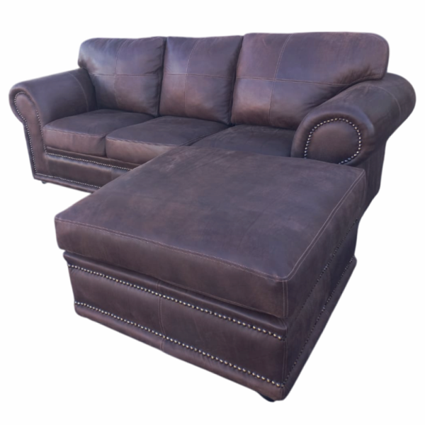 Afrikan Comfort 3 Seater Couch with Ottoman - Exotic Genuine full Leather W/Brown