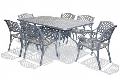 Aluminium Cottage 6 Seater Silver Dining Set
