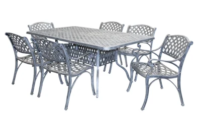 Aluminium Cottage 6 Seater Silver Dining Set