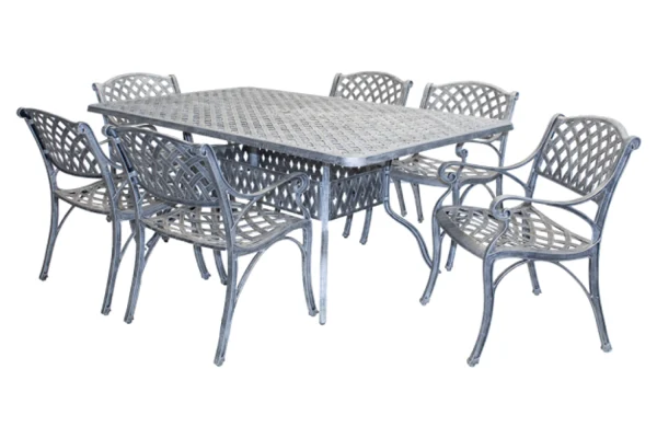 Aluminium Cottage 6 Seater Silver Dining Set