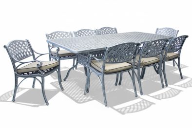 Aluminium Cottage 8 Seater Dining Set Silver with Beige Cushions