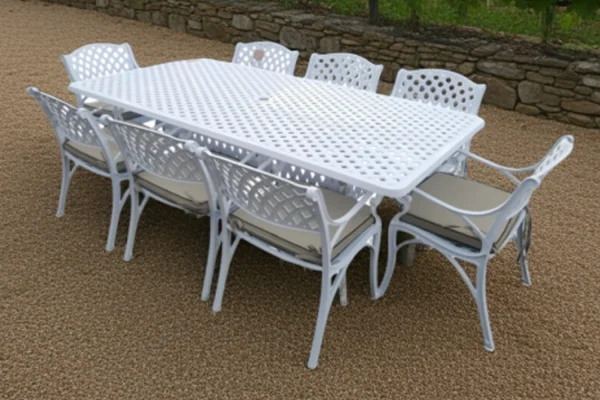 Aluminium Cottage 8 Seater Dining Set White with Beige Cushions