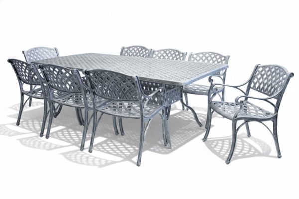 Aluminium Cottage 8 Seater Silver Dining Set