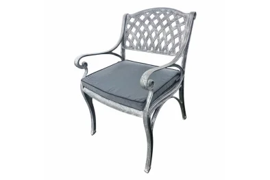 Aluminium Cottage Chair Silver with Charcoal Cushion