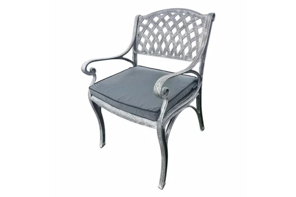 Aluminium Cottage Chair Silver with Charcoal Cushion
