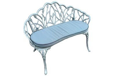 Aluminium-Tulip-Park-Bench-Silver-with-Charcoal-Cushion