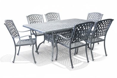 Aluminium Tuscan 6 Seater Silver Dining Set