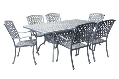 Aluminium Tuscan 6 Seater Silver Dining Set