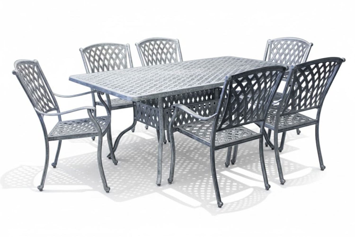 Aluminium Tuscan 6 Seater Silver Dining Set