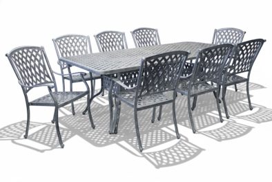 Aluminium Tuscan 8 Seater Silver Dining Set