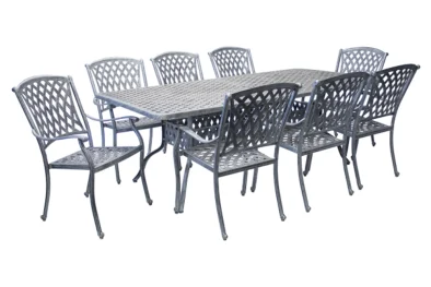 Aluminium Tuscan 8 Seater Silver Dining Set