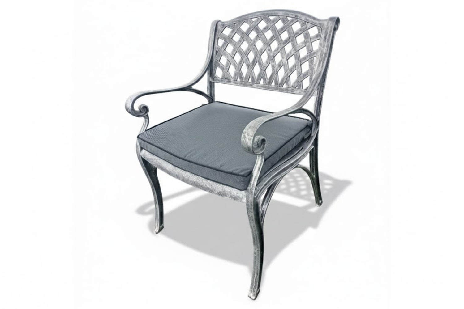 Aluminium Cottage Chair Silver with Charcoal Cushion