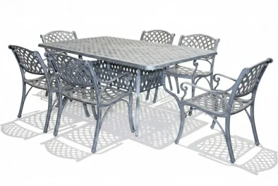 Aluminium Cottage 6 Seater Silver Dining Set