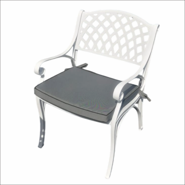 Aluminium Cottage 6 Seater Dining Set White with Charcoal Cushions - Image 4