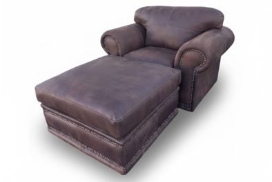 Genuine Full Leather Afrikan Armchair with Ottoman – Exotic W.Brown