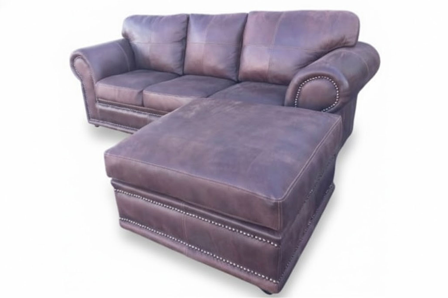 Genuine Full Leather Afrikan Comfort 3 Seater Couch with Ottoman – Exotic W.Brown
