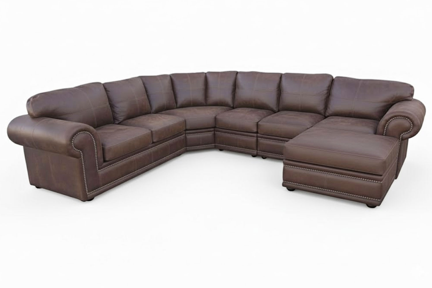 Genuine Full Leather Afrikan Comfort 6 Seater Corner Universal Chaise Set (modular ottoman) - Exotic W-Brown