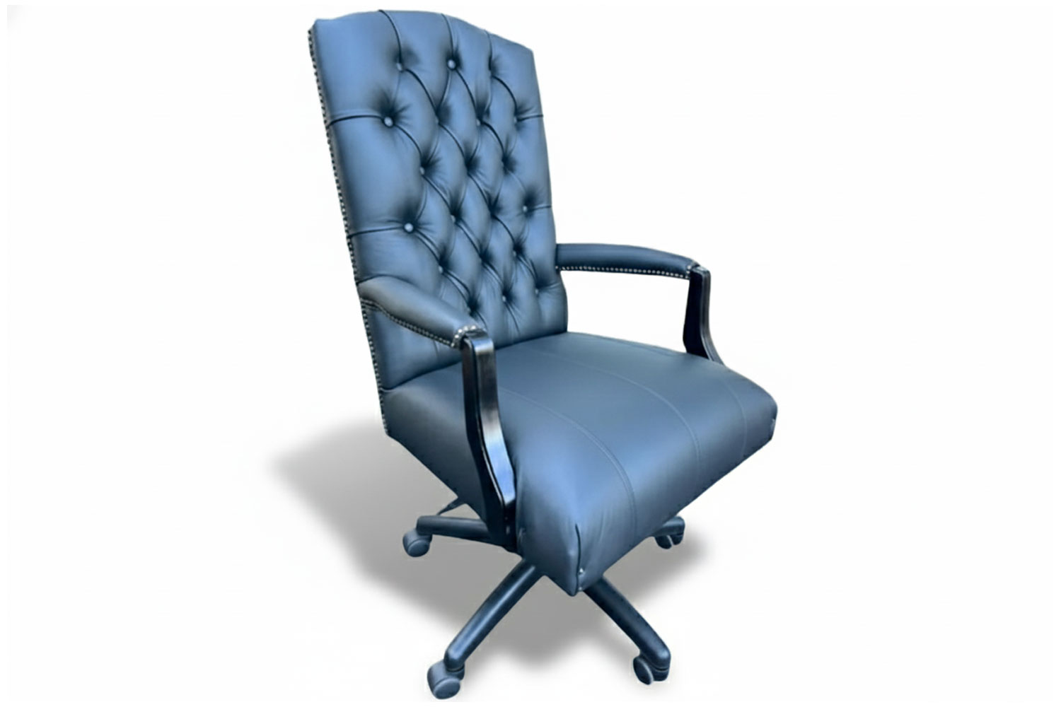 Genuine Full Leather Empire Executive button back Office Chair - Black