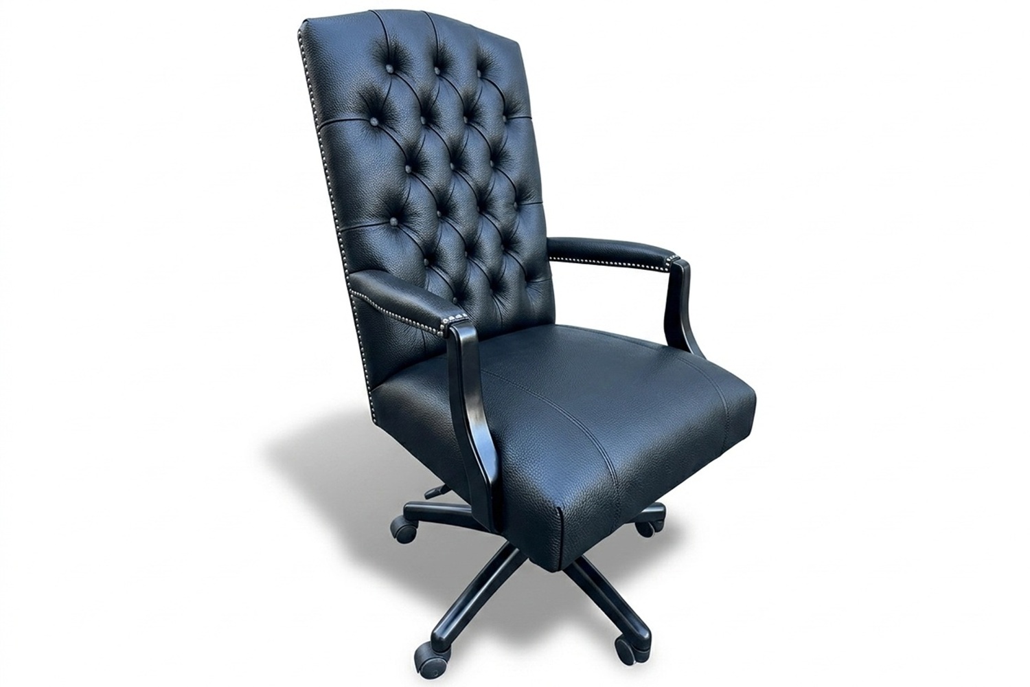 Empire Executive Genuine Leather Button-Back Office Chair (Standard Black) - Image 2