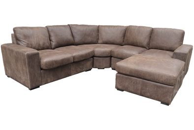Genuine Full Leather Mode 5 Seater Corner Couch with Ottoman