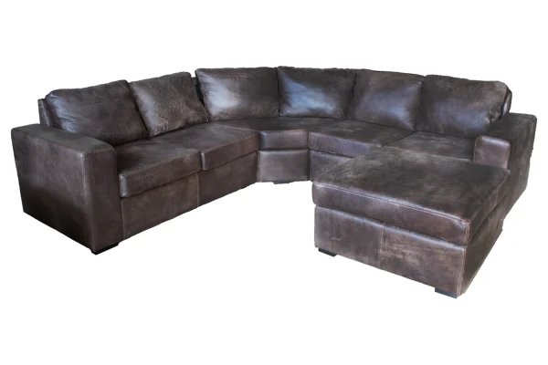 Genuine Full Leather Mode 5 Seater Corner Couch with Ottoman