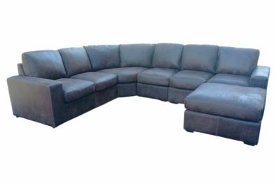 Genuine Full Leather Mode 6 Seater Corner Couch with Ottoman – Exotic W.Brown