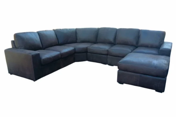 Genuine Full Leather Mode 6 Seater Corner Couch with Ottoman – Exotic W.Brown