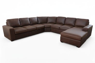 Genuine Full Leather Mode 7 Seater Corner Couch with Ottoman