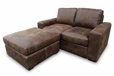 Genuine Full Leather Mode Comfort 2 Seater with Ottoman Exotic W-Brown