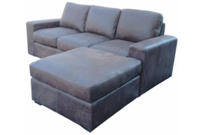 Genuine Full Leather Mode Comfort 3 Seater with Ottoman Genuine ExoticW-Brown