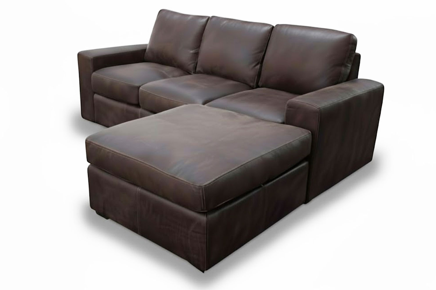 Genuine Full Leather Mode Comfort 3 Seater with Ottoman Genuine ExoticW-Brown