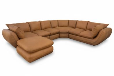 Genuine Full Leather Regale 6 Seater Corner Couch with Ottoman – Exotic Tan