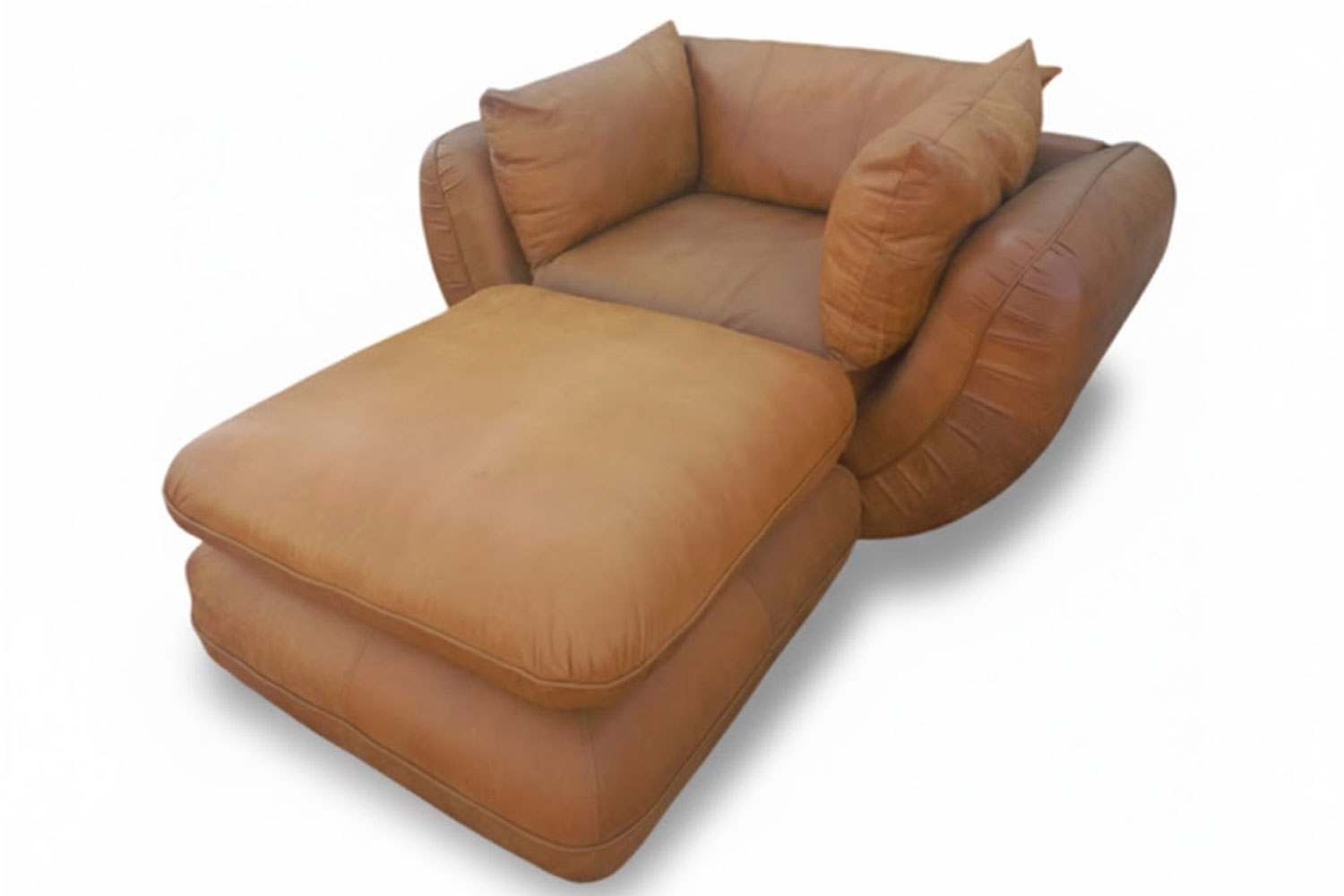 Genuine Full Leather Regale Armchair with Ottoman - Exotic W-Tan