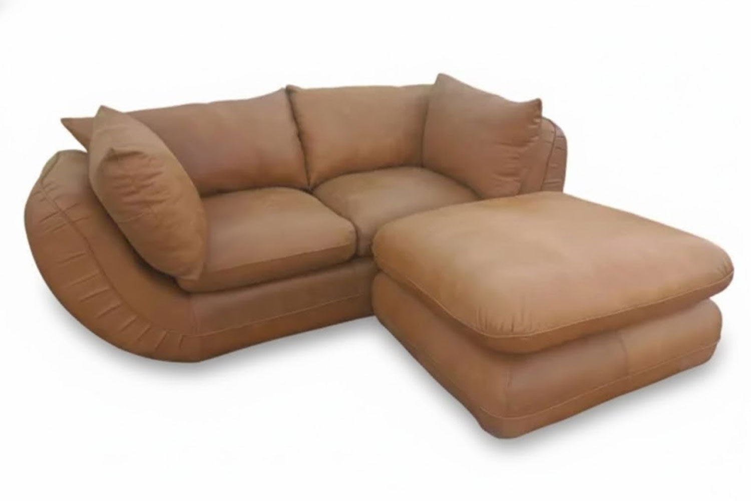 Genuine Full Leather Regale Comfort 3 Seater Couch with Ottoman - Exotic W.Tan