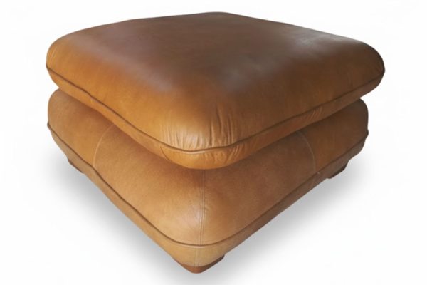 Genuine Full Leather Regale Ottoman - Exotic Tan