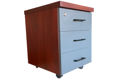 IQ Mobile Pedestal 3 Drawers - Royal Mahogany and Grey