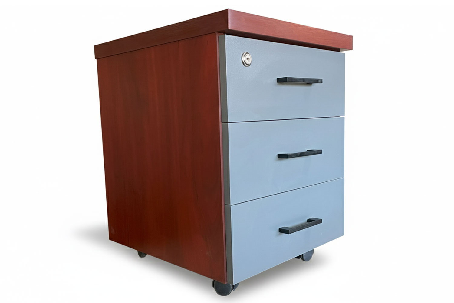 IQ Mobile Pedestal 3 Drawers - Royal Mahogany and Grey