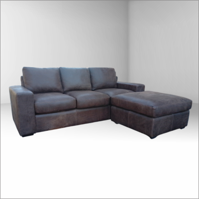 Mode Comfort 3 Seater with Ottoman Genuine Exotic Leather W/Brown