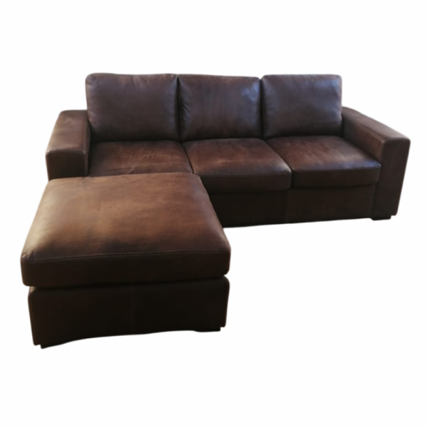 Mode Comfort 3 Seater with Ottoman Genuine Exotic Leather W/Brown