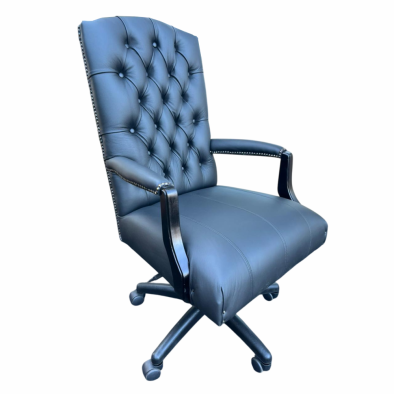 EMPIRE EXECUTIVE BUTTON BACK Office Chair - genuine FULL LEATHER Black