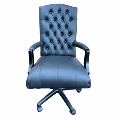 EMPIRE EXECUTIVE BUTTON BACK Office Chair - genuine FULL LEATHER Black