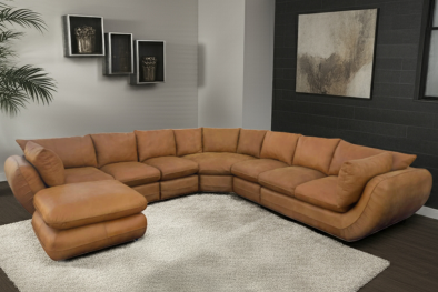 Regale 7 Seater Corner Couch with Ottoman - Exotic Tan