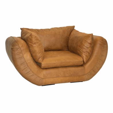 Regale Armchair  - Exotic Genuine Full Leather W/Tan