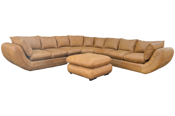 Regale 7 seater Tan 1500x1000 Ottomans as coffee table