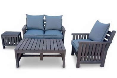 Royal Morris 3 Seater Set, 1x 1 Seater, 1x 2 Seater, Coffee Table and Side Table – Including Charcoal Cushions (RECYCLED PLASTIC