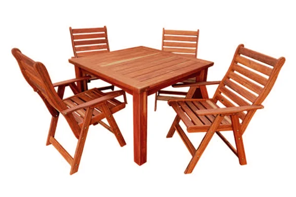 Solid Hardwood Teak 4 Seater Patio Dining Set Special (1100mm Table & 4 Highback chairs) – Excluding cushions