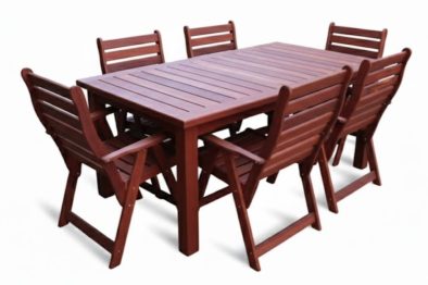 Solid Hardwood Teak 6 Seater Patio Dining Set Special (1800mm Table & 6 Highback Chairs) - Excluding cushions