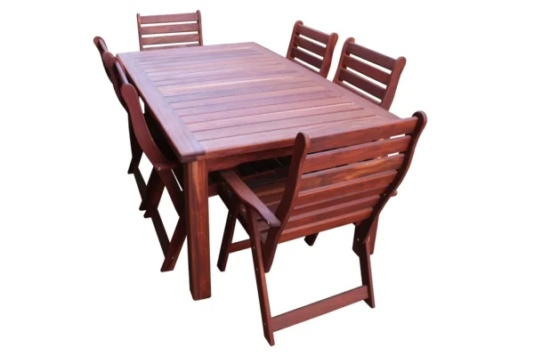 Solid Hardwood Teak 6 Seater Patio Dining Set Special (1800mm Table & 6 Highback Chairs) - Excluding cushions