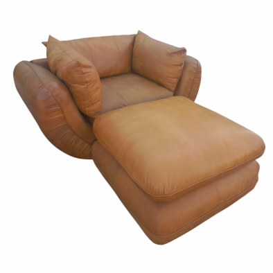 Regale Ottoman - Exotic Genuine Full Leather Classic Tan